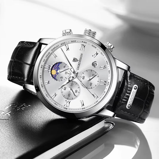 Luxury Sports Watch for Men Waterproof Luminous Date Chronograph Man Wristwatch Leather Quartz Men'S Watches Male Reloj