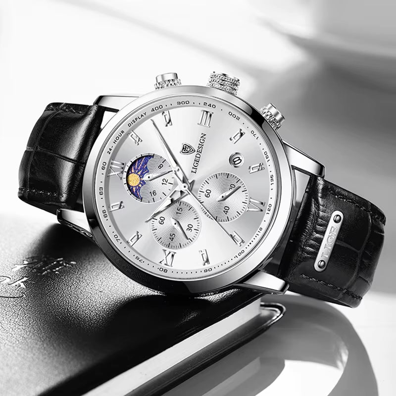 Luxury Sports Watch for Men Waterproof Luminous Date Chronograph Man Wristwatch Leather Quartz Men'S Watches Male Reloj